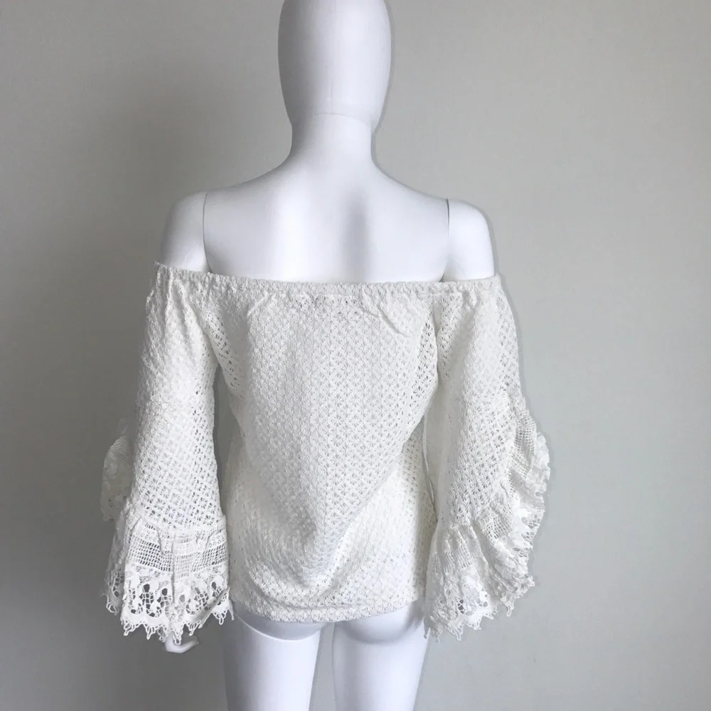 Jen's Pirate Booty x Free People white off shoulder cotton lace top boho XS S